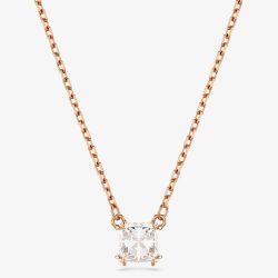 Swarovski Stilla Rose Gold Tone Plated Square Cubic Zirconia Necklace 5701904
