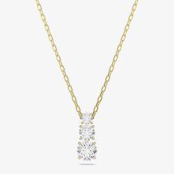 Swarovski Stilla Attract Gold Tone Plated Three Stone Zirconia Pendant Necklace 5723298