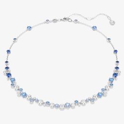 Swarovski Constella Rhodium Plated Mixed Cut Blue Crystal Necklace 5732255