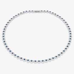 Swarovski Una Angelic Rhodium Plated Blue & White Crystal Tennis Necklace 5733402