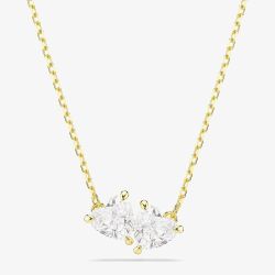 Swarovski Mesmera Gold Tone Plated Double White Zirconia Heart Necklace 5733475