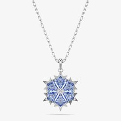 Swarovski Magic Rhodium Plated Blue Zirconia Snowflake Pendant Necklace 5735399