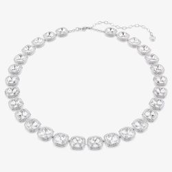 Swarovski Una Angelic Rhodium Plated Cushion Cut Multi Halo Necklace 5751326
