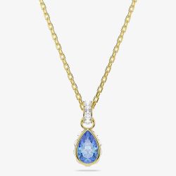 Swarovski Chroma 18ct Yellow Gold Plated Pear Cut Blue Pendant 5757786