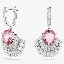 Swarovski Idyllia Rhodium Plated Pink Shell Dropper Earrings 5680295
