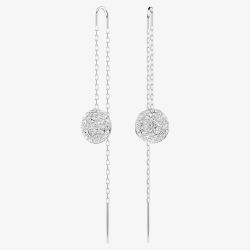 Swarovski Meteora Rhodium Plated Crystal Disc Chain Dropper Earrings 5683448