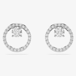 Swarovski Constella Rhodium Tone Plated Circle Stud Earrings 5692262