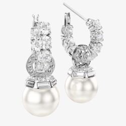 Swarovski Matrix White Hoop Pearl Drop Earrings 5691716