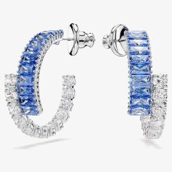 Swarovski Matrix Rhodium Plated Blue & White Zirconia Hoop Earrings 5722459