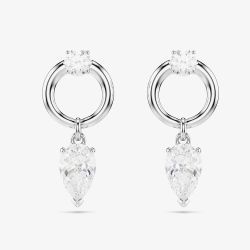 Swarovski Mesmera Rhodium Plated White Zirconia Drop Stud Earrings 5723177