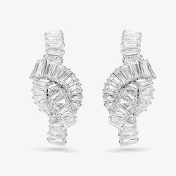 Swarovski Matrix Rhodium Plated White Zirconia Knot Stud Earrings 5727040