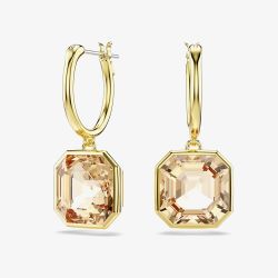 Swarovski Millenia Gold Tone Plated Square Cut Caramel Crystal Earrings 5731148