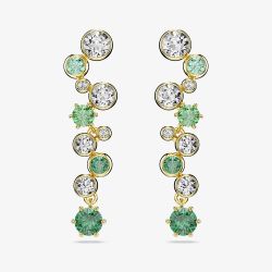Swarovski Constella Gold Tone Plated Green & White Crystal Drop Earrings 5732248