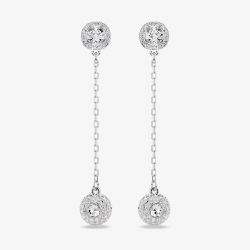Swarovski Una Rhodium Plated Round White Crystal Drop Earrings 5732273