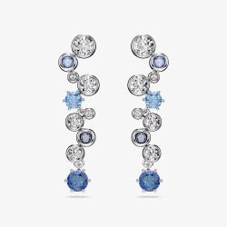 Swarovski Constella Rhodium Plated Blue & White Crystal Drop Earrings 5732775