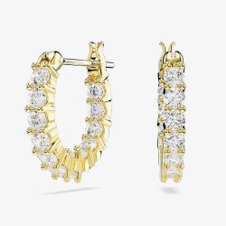 Swarovski Matrix Vittore Gold Tone Plated White Zirconia Hoop Earrings 5733398