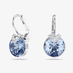 Swarovski Bella Rhodium Plated Blue Crystal V Drop Earrings 5734234