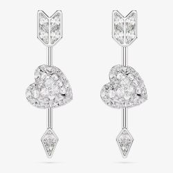 Swarovski Idyllia Rhodium Plated Reversible Arrow Heart Earrings 5749602