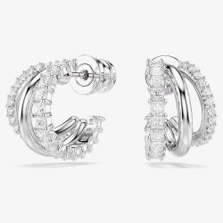 Swarovski Hyperbola Rhodium Plated Three Hoop Earrings 5737110