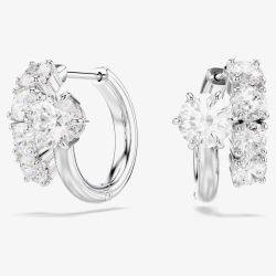 Swarovski Matrix Rhodium Plated Round Cut Hoop Earrings 5753572