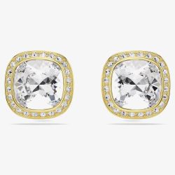 Swarovski Una Angelic 18ct Yellow Gold Cushion Cut Halo Stud Earrings 5764762