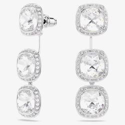 Swarovski Una Angelic Rhodium Plated Cushion Cut Halo Stud Earrings 5754342