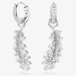 Swarovski Vienna Rhodium Plated Feather Drop Earrings 5754272