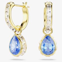 Swarovski Chroma 18ct Yellow Gold Plated Pear Cut Blue Drop Earrings 5757815