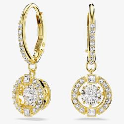 Swarovski Una Angelic 18ct Yellow Gold Plated Round Cut Halo Earrings 5758095