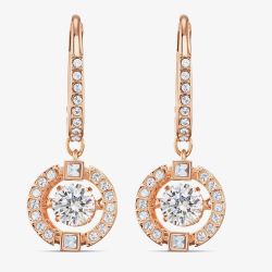 Swarovski Sparkling Dance Rose Gold Tone White Crystal Dropper Earrings 5504753