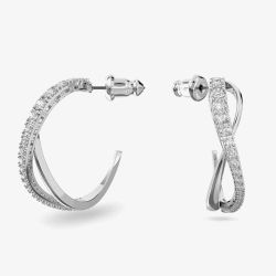 Swarovski Twist White Crystal Hoop Earrings 5563908
