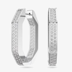 Swarovski Dextera Crystal Octagon Medium Hoop Earrings 5618308