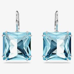 Swarovski Ladies Millenia Blue Square Cut Dropper Earrings 5619472