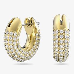 Swarovski Ladies Dextera Gold Plated Pave Hoop Earrings 5636530