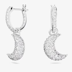 Swarovski Luna White Rhodium Plated Dropper Earrings 5666157