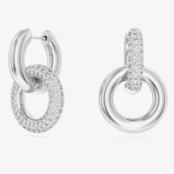 Swarovski Dextera White Interlocking Loop Rhodium Plated Earrings 5671807