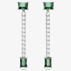 Swarovski Matrix Green Mixed Cut Rhodium Plated Dropper Earrings 5665786