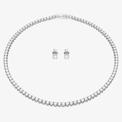Swarovski Matrix White Tennis Necklace & Earrings Jewellery Set 5647730