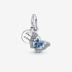PANDORA Silver Blue One Of A Kind Butterfly Charm 790757C01