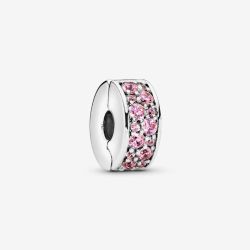 PANDORA Silver Pink Pave Clip Charm 791817PCZ