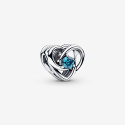 PANDORA Silver Entwined Heart Blue Stone Charm 793744C01