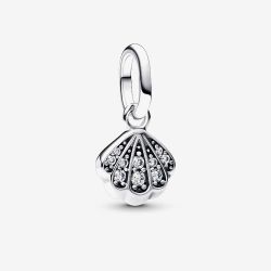 PANDORA Silver Cubic Zirconia Shell Dangle Charm 793855C01
