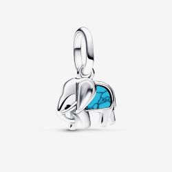 PANDORA Silver Turquoise Colour Elephant Dangle Charm 793858C01