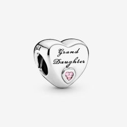 PANDORA Silver Pink Cubic Zirconia Granddaughter Heart Charm 796261PCZ
