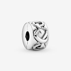 PANDORA Silver Knotted Hearts Clip Charm 798035