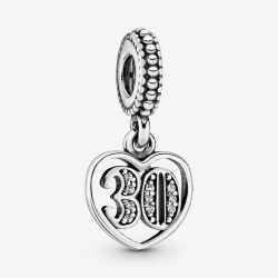 PANDORA Silver 30 Celebration Cubic Zirconia Dangle Charm 791287CZ