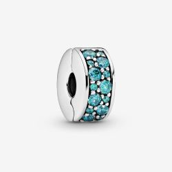 PANDORA Silver Teal Pave Clip Charm 791817MCZ