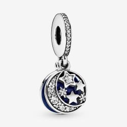 PANDORA Silver Moon Blue Sky Dangle Charm 791993CZ