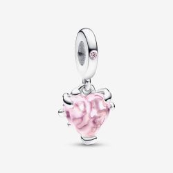PANDORA Silver Pink Heart Family Tree Charm 792654C01