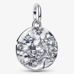 PANDORA Sterling Silver Cubic Zirconia Cherry Blossom Medallion Dangle Charm 794085C01